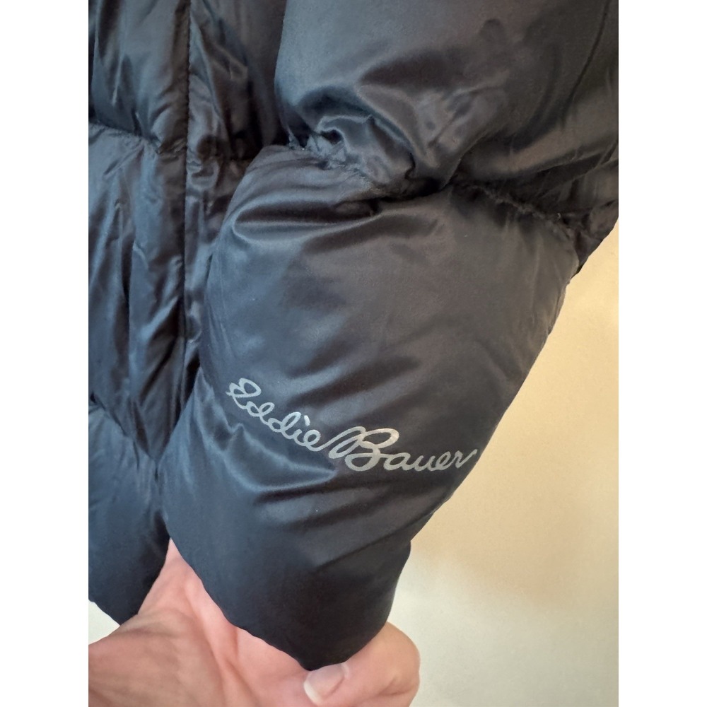 Eddie Bauer Luna Peak Down 550 Fill Parka Womens Large Black Hooded Puffer Coat - Picture 4 of 15